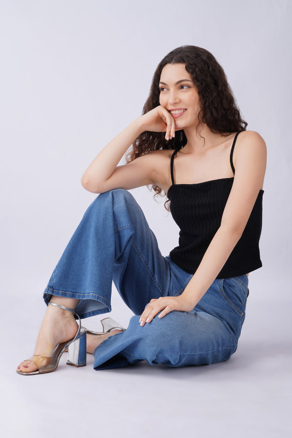 1165 WIDE LEG JEANS -MID BLUE