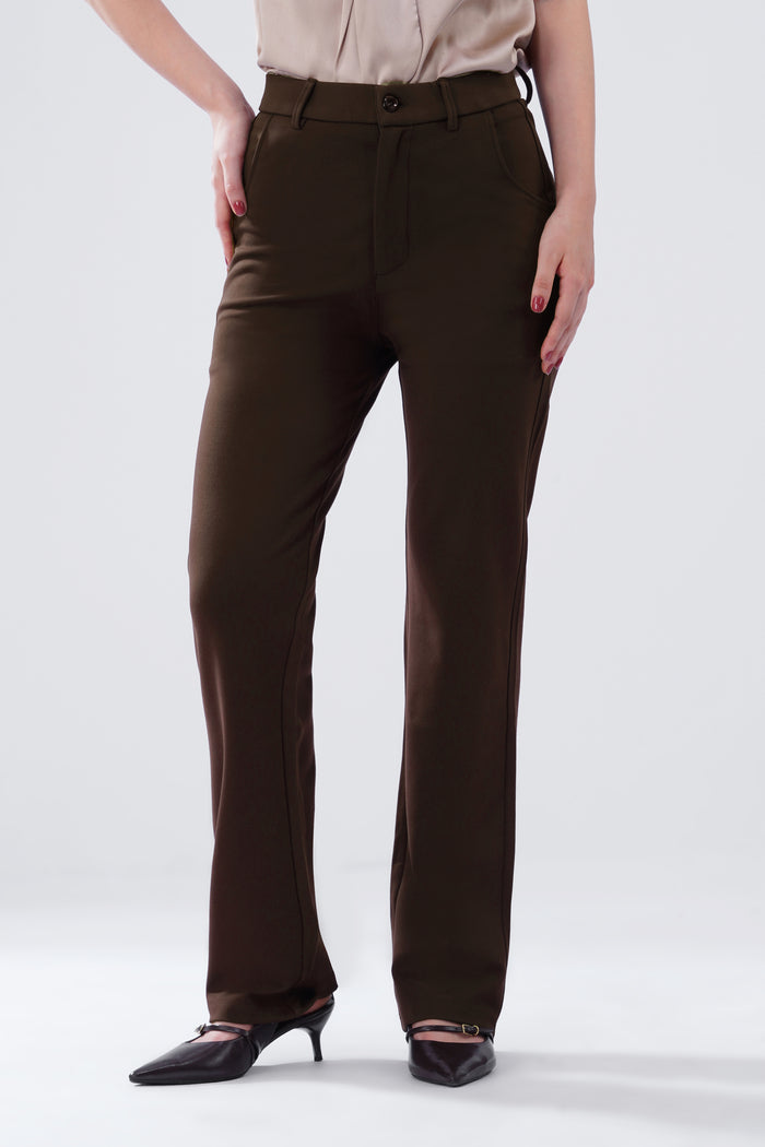 SMARTFLEX STRAIGHT FIT TROUSER - COFFEE
